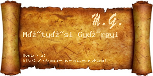 Mátyási Györgyi névjegykártya