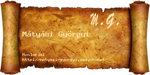 Mátyási Györgyi névjegykártya